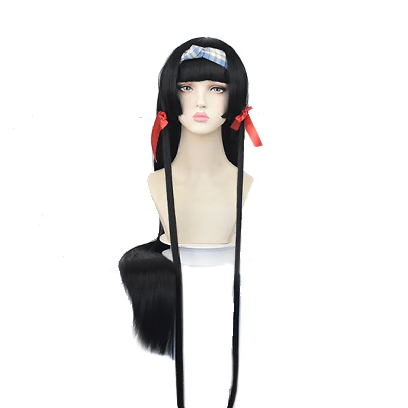 

Pretty Girl Cosplay Wig Fake Hair Black Long Straight Three Knife Qi Qi Liu Hai 2D World