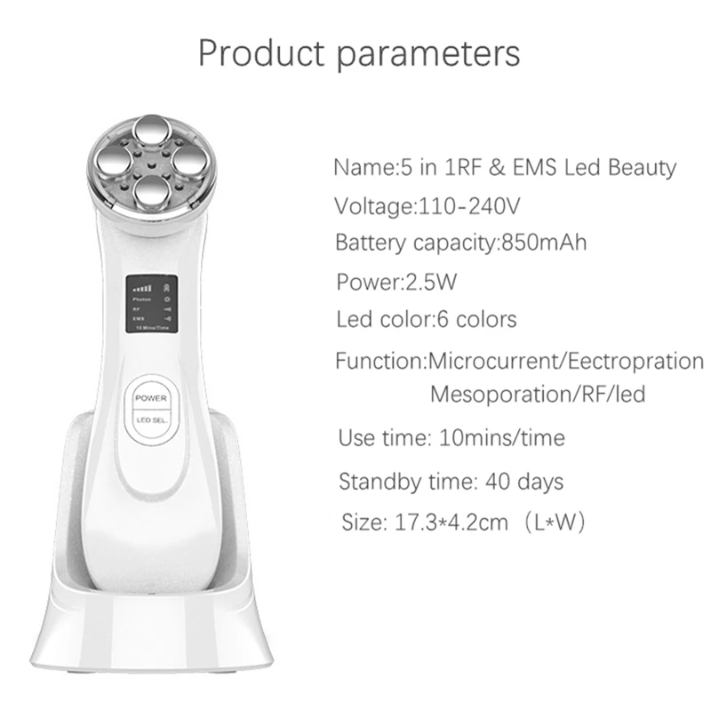 RF& EMS, мезо, Электропорация, ручка для красоты лица, радиочастотный светодиодный фотон для омоложения кожи, удаления морщин, против старения, для подтяжки лица