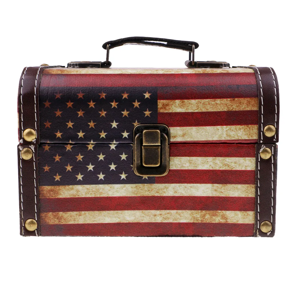 

Antique Wood Jewelry Box Metal Lock Storage Case Container Organizer Case for Necklace Bracelet Earring Storage