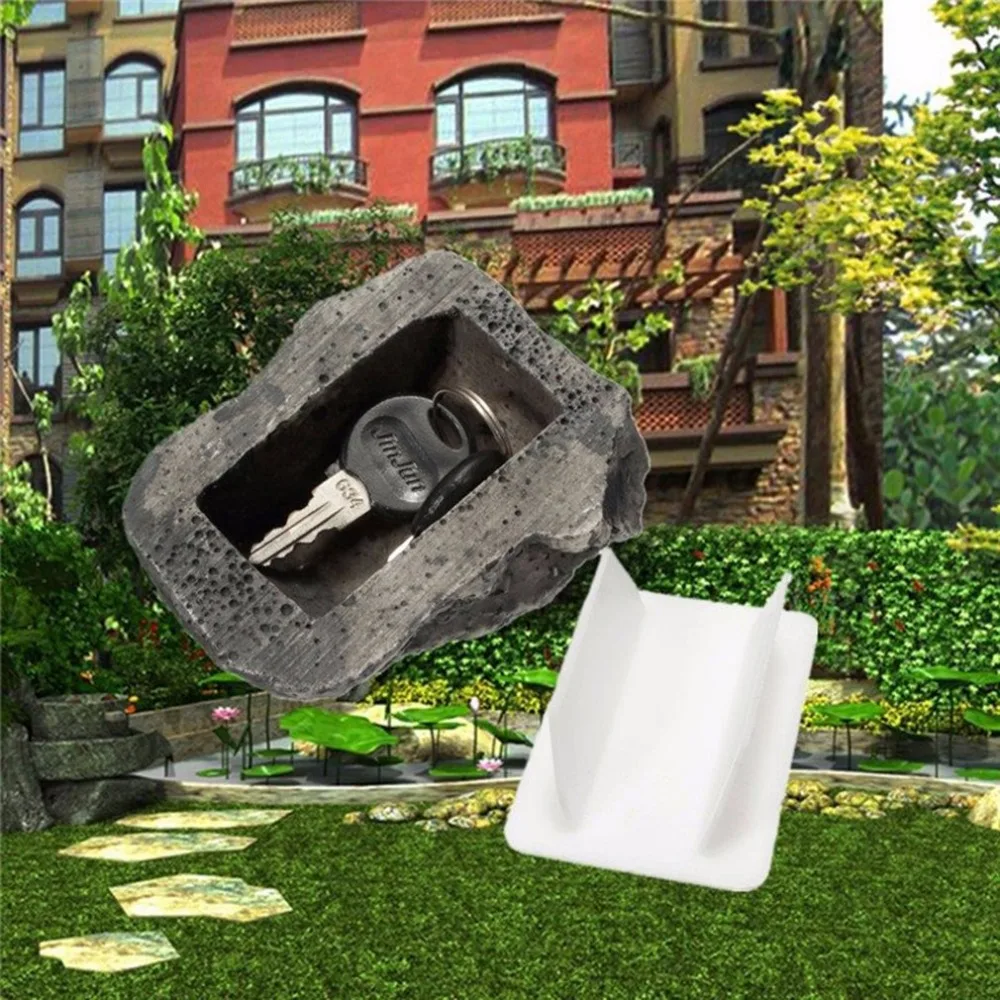 

Stone Shape Security Safe Storage Box Portable Small Size Resin Desktop Keys Storage Box Organizer