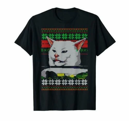 T Shirt A Capuche Pour Femme Drole Pull De Noel Au Design De Meme Qui Hurle A Un Chat Moche Aliexpress