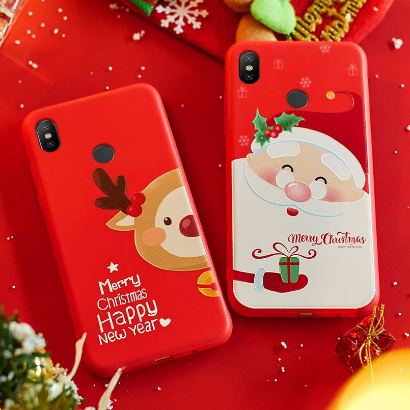 Christmas Silicone For Xiaomi Redmi Note 7 5 6 Pro Case Cover Santa Claus Mi A1 A2 Lite 9 8 6A 4X Plus |