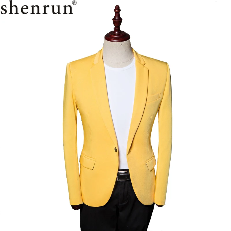 Shenrun Men Jackets Casaul Blazers Yellow Suit Jacket Fashion New Stylish Costume Stage Show Party Prom Wedding Plus Size 5XL