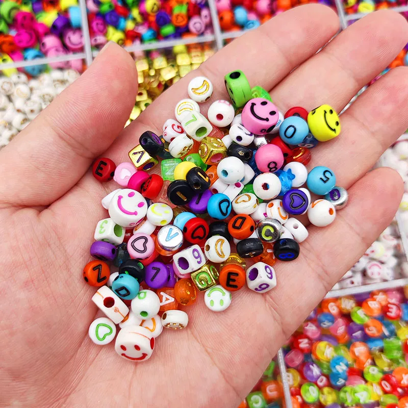 1500 Perles Alphabet Noires Et Blanches - Pour Bracelets Amitié, Acrylique