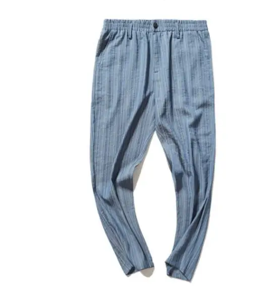 Summer nine points casual pants men's Japanese loose striped folds harem pants tapered youth men's pants