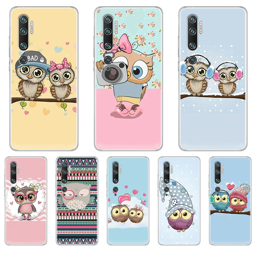 Cartoon Owl Lovely Kawaii 3D Soft Funda Cover Transparent Phone Case For XIAOMI Mi 3 4 5 5X 8 9 10 Se Max Pro A2 9T Note Lite