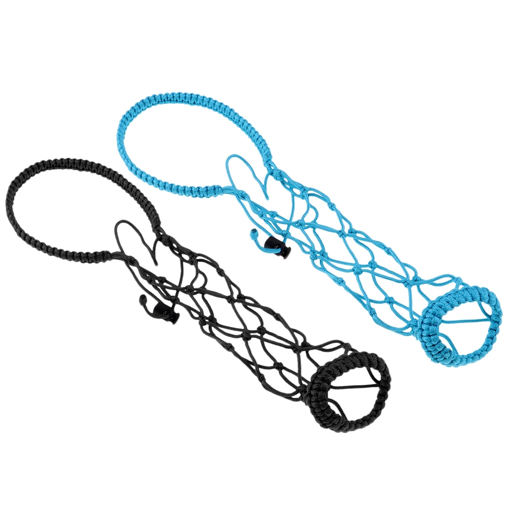 2pcs Water Bottle Holder Net Weaving Net Cup Carrier for Flask 17oz Bottles Cup Black Blue