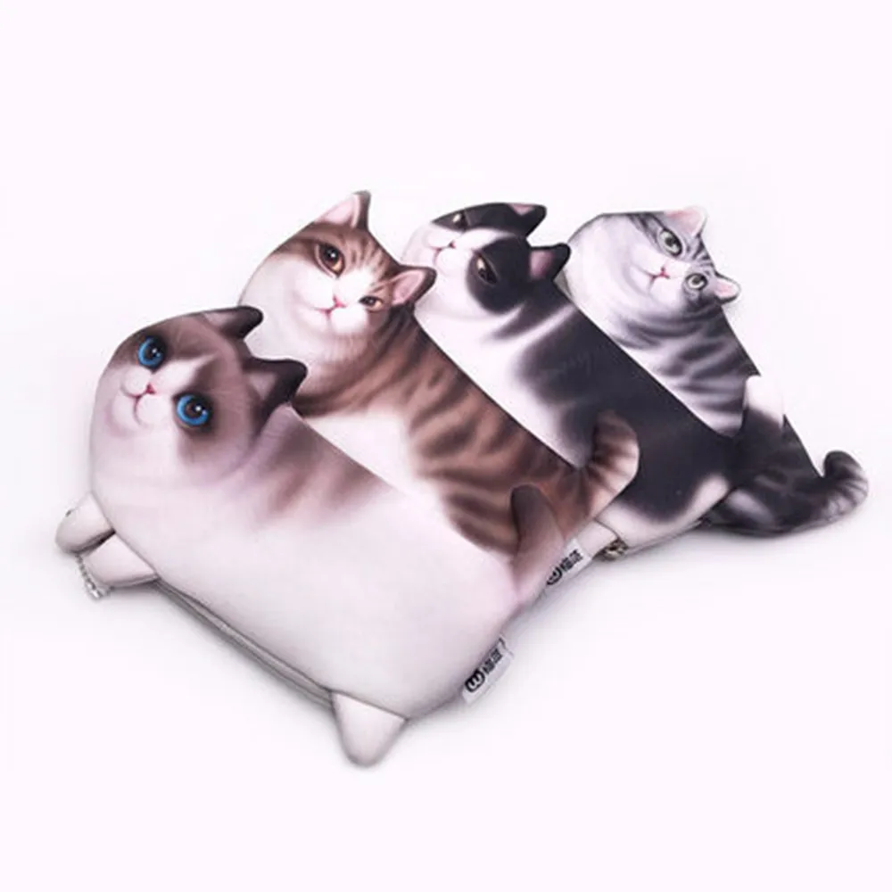 

2017 New Style Creative Model Cat Pencil Case Korean-style Printed Cat Students Cosmetic Bag Purse