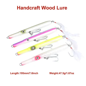 

1pc MIZUGIWA Pencil Popper Plugs Wooden Lure 7.6“ Surf Lures Floating Plugs