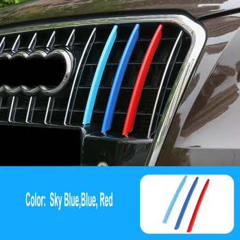 

KOUVI 3pcs ABS Chrome Front Grille Cover Trim Stickers Case For 2013 2014 2015 2016 2017 2018 Audi Q5 Accessories