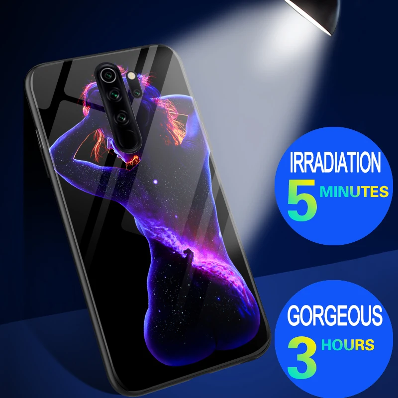 Сексуальный женский чехол в виде светящегося стекла для Xiaomi Redmi 7 8 K20 Pro 7A 8A Роскошная светящаяся задняя крышка для Redmi Note 7 8 Pro