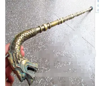

100% brass Pure Copper Brass Grandpa Good Lucky Old Nice Chinese Walking Stick bamboo joint Cane Dragon Head Handle Strong
