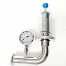 Нержавеющая сталь 304 санитарный клапан сброса давления с манометром 1," Tri Clamp соединение