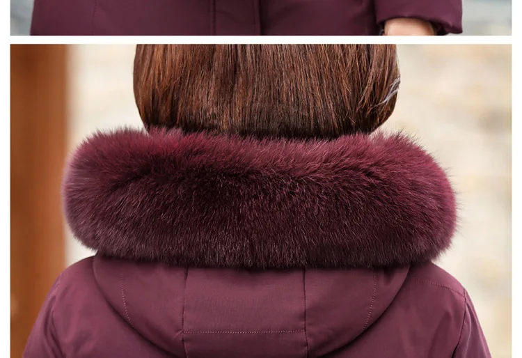 Brand Genuine Fur Collar Large Size White Duck down Coat Women's Winter Middle-aged WOMEN'S down Jacket Warm Mid-length