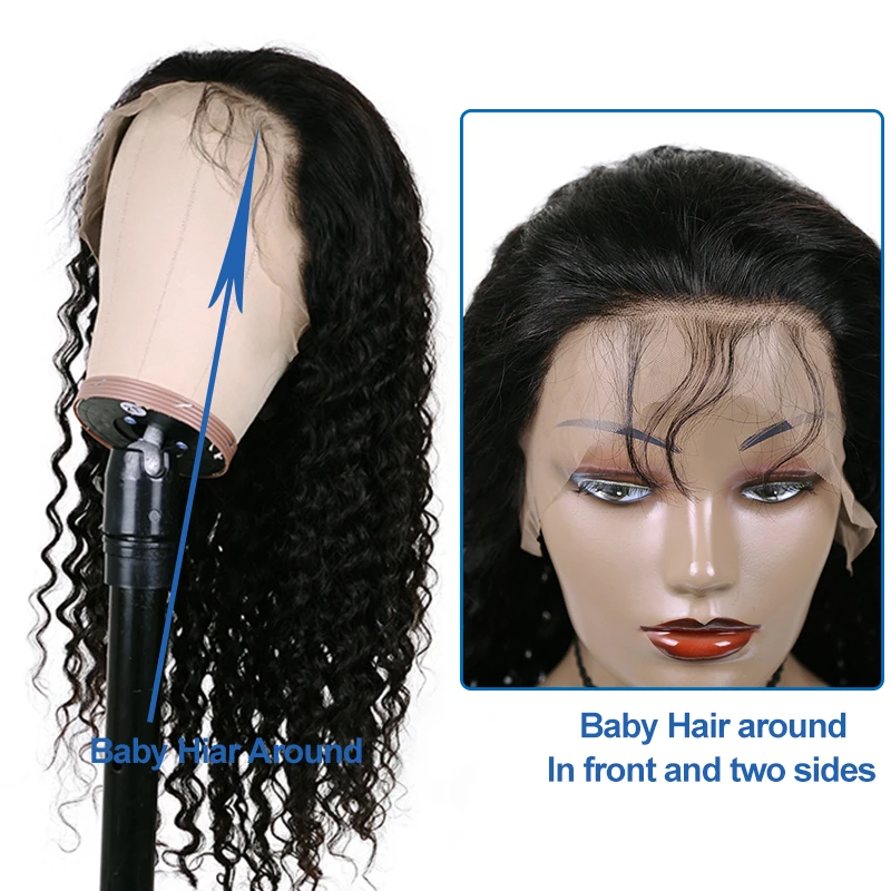 Сияющая Звезда 13X4 предварительно сорванные кружевные передние глубокие волны парик натуральный цвет 150% перуанские Remy человеческие волосы парики средний коэффициент 8-24 дюймов