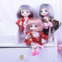 

16cm Yellow Eyes BJD Doll 13 Moveable Joint Dolls Kimono 3D Blue Eyes bjd Toy Smile Face Dress Up Make Up Toys Girls Gift Dolls