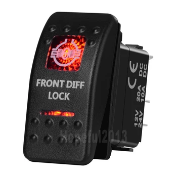 

Front Diff Lock Car Boat SPST Rocker Toggle Switch Red Led 5 Pins On Off 12V 20A 24V 10A for Carling ARB Narva 4x4 Style
