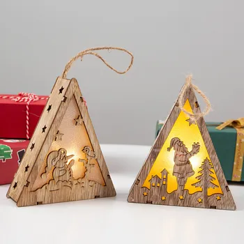 

Christmas Decorations For Home Led Light Wood House Cute Christmas Tree Ornaments Window Holiday Decoration Christmas New Year