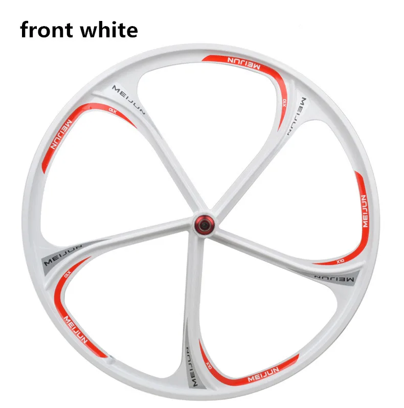 white single front Магниевый сплав MTB горный велосипед герметичный подшипник встроенное колесо набор тормозной диск колес кассета колеса 26 дюймов - Цвет: white single front