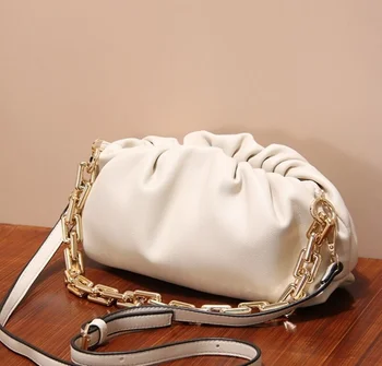 

Brand 2020 Women White PU Leather Handbag High Quality Chain handle bags