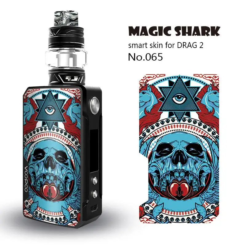 Волшебная Акула 2.5D стерео горячая Распродажа череп Лев медведь зверь Vape комплект Pod чехол наклейка пленка кожа для Voopoo Drag II 2 - Цвет: 065