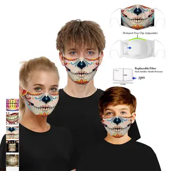 

Kid Adult Mouth Printed Protective Breathable Washable Mask Replacement Filters Respirator for Summer Stop The Flying Spit