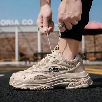 

Men's sports Running Shoes 2019 spring Breathable High Quality Increased bottom Trainers lace-up man sneakers C33-27