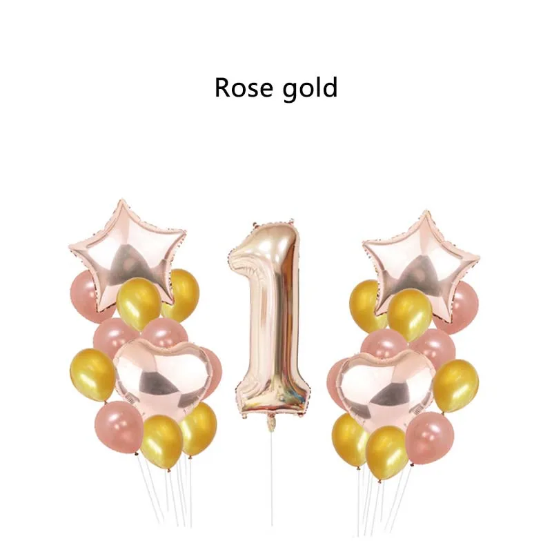 Rose Gold 25 шт./компл. День рождения украшения дети шары-цифры 1 во-первых воздушные шары для дня рождения воздушные шары счастливый день рождения, детский душ для мальчиков и девочек - Цвет: Rose Gold