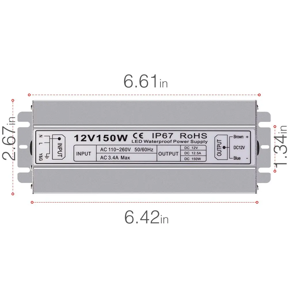 150W DC 12V Ip67 Водонепроницаемый светодиодный адаптер трансформатора питания драйвера для гирлянда с наружной