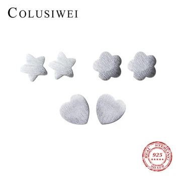 

Colusiwei Women 925 Sterling Silver Tiny Stud Earrings Stars Flower Heart Wire Drawing Earrings Female Anti-allergy Bijoux