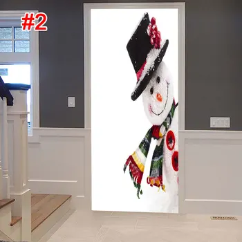 

Fashion Chirstmas Door Sticker PVC Shop Removable Home Decoration Waterproof Christmas Wall Sticker Cartoon 200*77CM 3D