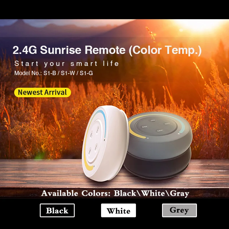 2.4G Sunrise Wireless RF Round Color Temperature Remote Control 3V Compatible with MiBOXER Brightness CCT Serie Products FUT035S 2020 new mobile phone wireless remote dimmable color adjustable smart bulb 6w led candle bulb e27 tip bubble free to adjusted