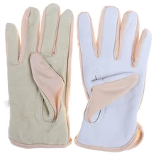 Горячая 1 пара защитные перчатки из свиной кожи и ткани защитные рабочие перчатки случайный цвет