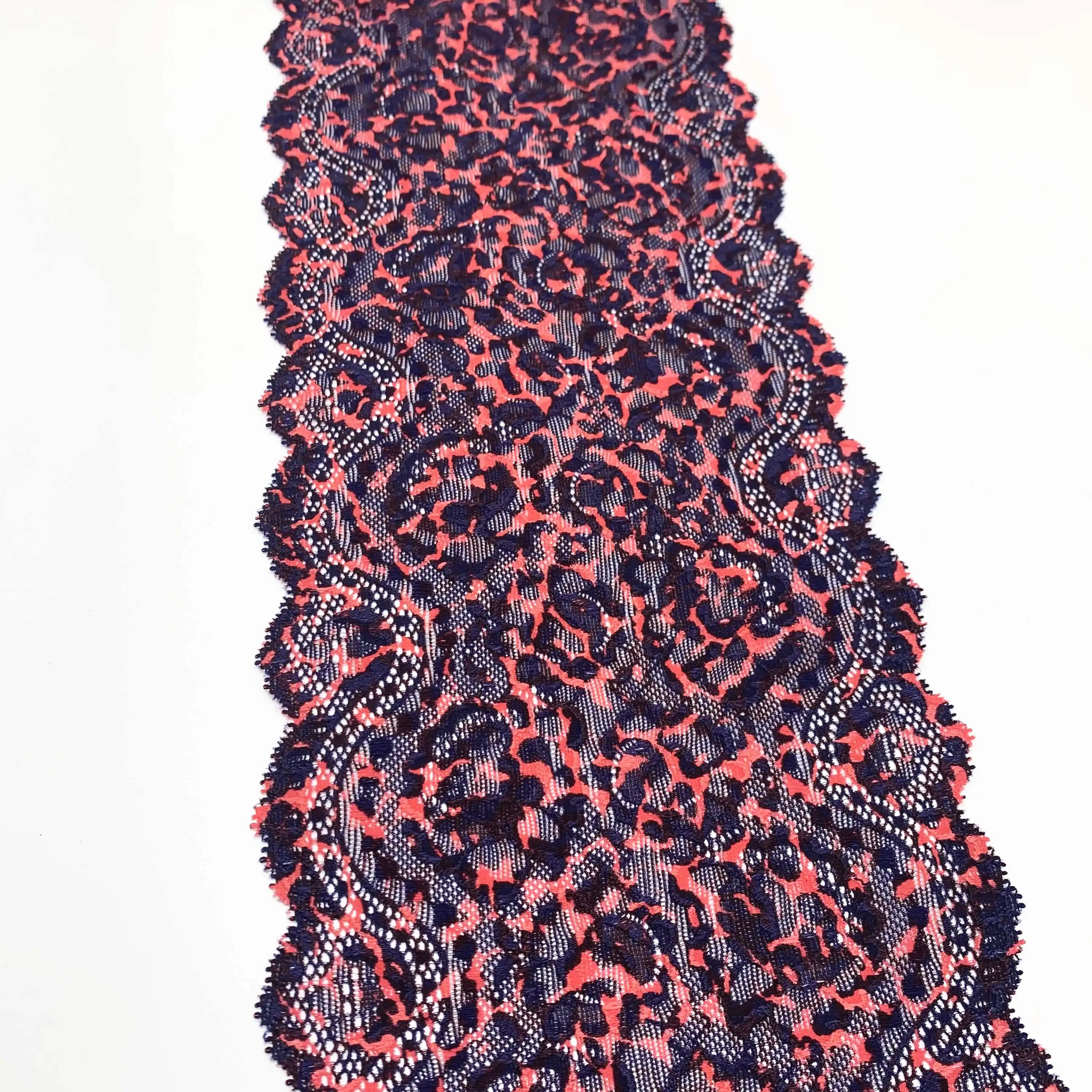 3M/lot Width 6 5/8 17cm PinkLeopard Elastic Stretch Lace Trim For Clothing Accessories Dress Sewing Applique Costume Lace Fabric 2