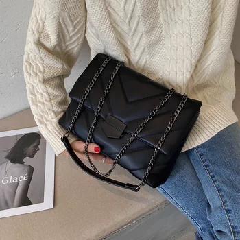 

2020 New Tend V-line Crossbody Bag For Women Flap Shoulder Bags Chain Bag Elegant Pu Leather Female Handbag Sac A Main femme