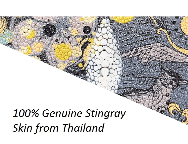 Thailand Authentic Stingray Leather Women's Card Holders Genuine Skate Skin Lady Small Trifold Wallet Female Short Clutch Purse