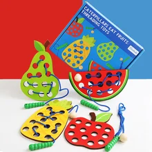 Jouet éducatif Montessori en bois pour enfant, jeu de cordes en bois fait à la main, Puzzle animaux Fruits, jouets d'apprentissage