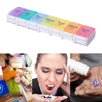 

7 Days Pill Case Medicine Storage Tablet Pill Box With Clip Lids Medicine Organizer Pill Case Splitters Storage Dispenser Weekly