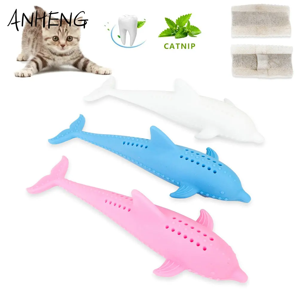 

Cat mint silicone toothbrush toy Fish type toothbrush catnip chew toy pet toy supplies