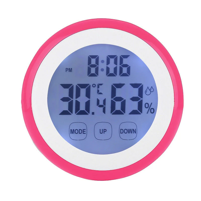 Digital Temperature Humidity Time Function Wall Clocks Backlight For Bedroom Without Batteries 90*90*26mm quartz clock