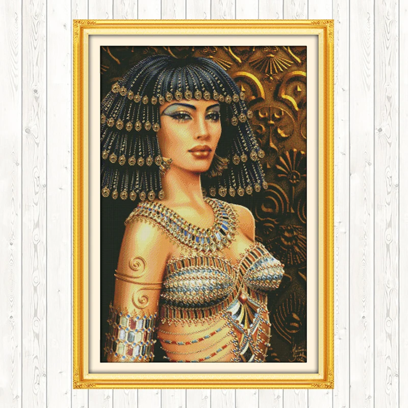 

Cleopatra DMC Cotton Thread Printed Canvas Handmade 14CT 11CT Counted Stamped Cross Stitch Embroidery Kits DIY Needlework Crafts