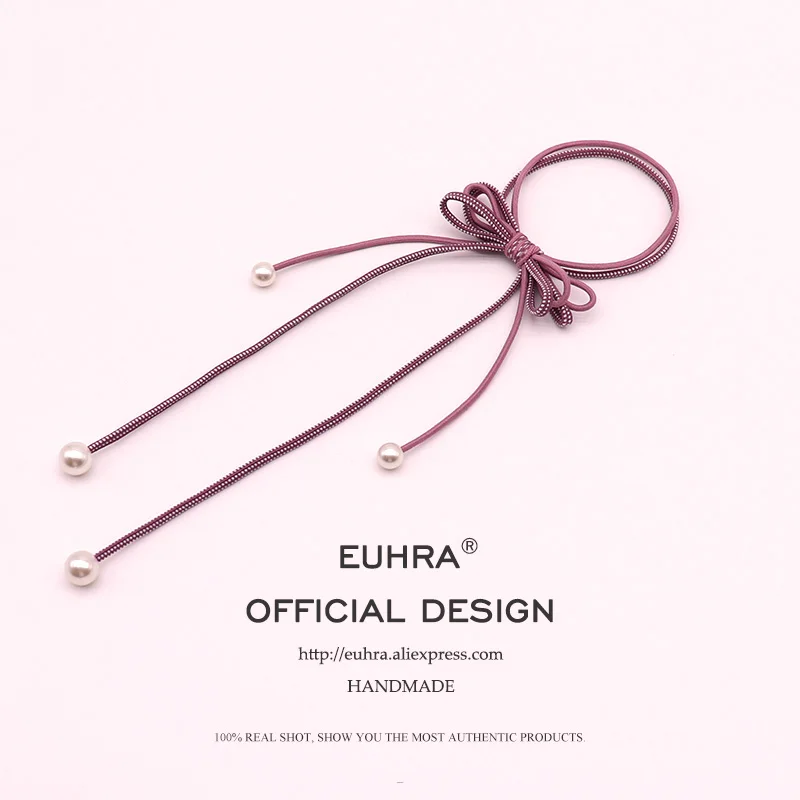 EUHRA 6 цветов кисточки с жемчужным хвостом для женщин эластичная резинка для волос детские резиновые ленты Высокая эластичность