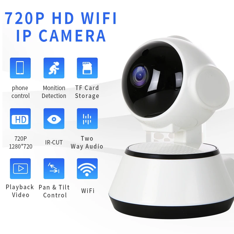 Домашняя IP камера безопасности Беспроводная умная WiFi s 720P наблюдения Wifi ночное