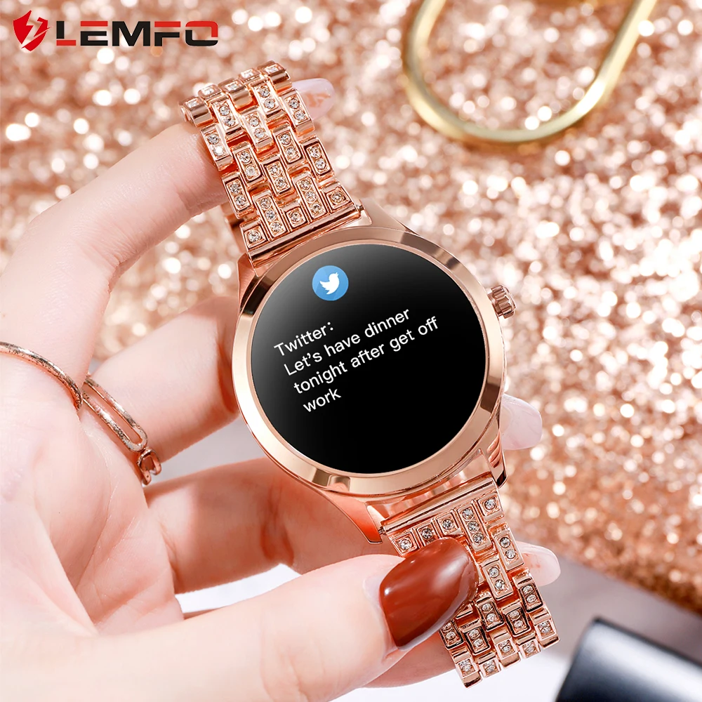LEMFO LW07 Smart Watch Women 2020 DIY Watch Face Colorful TFT Screen Health Monitoring Smartwatch Ladies for Android IOS
