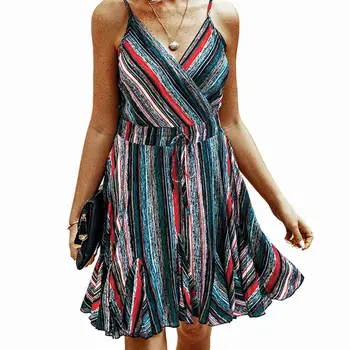 

Women's Summer Fashion Sexy V-Neck Lace Print Mini Dress