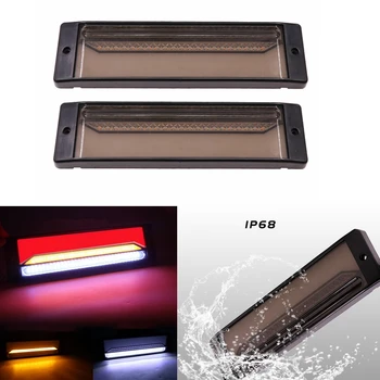 

2x Waterproof LED Trailer Truck Brake Light 4 in1 Neon Halo Ring Tail Brake Stop Turn Light Sequential Flowing Signal Light Lamp