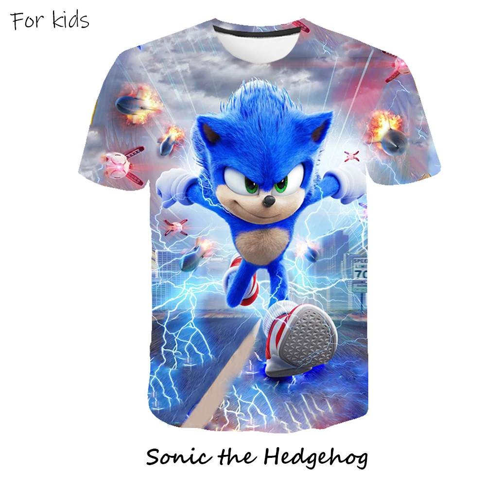 

kids clothes Summer Short Sleeve 3D Cartoon Printed sonic the hedgehog T Shirt for Boys Streetwear Teenager Boys Children Tops