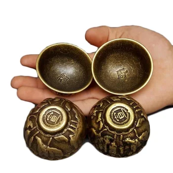

LAOJUNLU Imitation Antique Fu Lu Shou Xi Xiaobei Cup Pure Copper Tea Bowl Decoration, Single (random)
