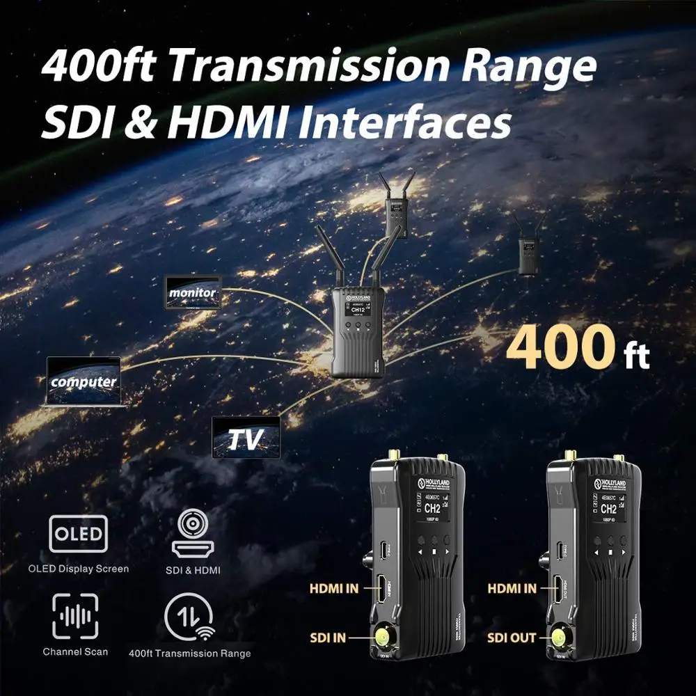 HOLLYLAND MARS 400S 400FT Wireless HDMI SDI Video Transmission System Transmitter and receiver TX& RX SDI HDMI 1080P