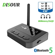 262ft/80m ארוך טווח Bluetooth 5.0 משדר מקלט 3 ב 1 אלחוטי אודיו מתאם השהיה נמוכה aptX HD spdif RCA AUX 3.5mm טלוויזיה